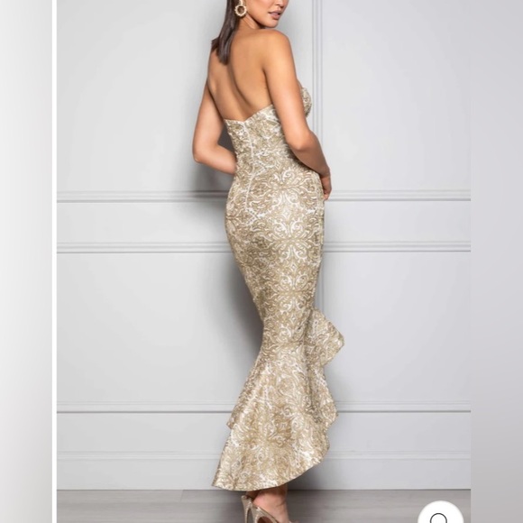 Elle Zeitoune Gold Strapless Dress - Picture 8 of 9